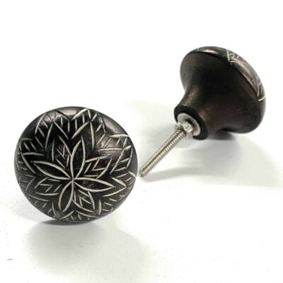 Black and brown wood knob - knob031 (Pack of 2) | Poignée bois noire et brune knob031 (Paquet de 2)
