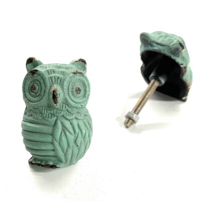 Green Blue Owl Knob for drawers and cabinets