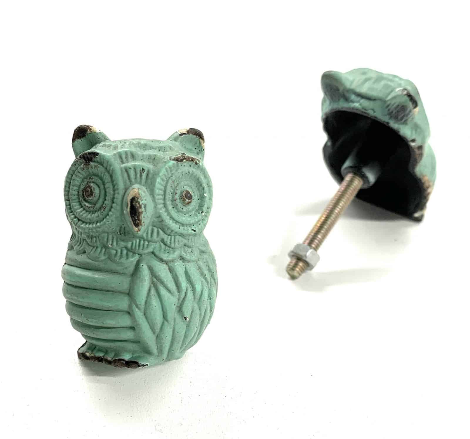 Green Blue Owl Knob for drawers and cabinets