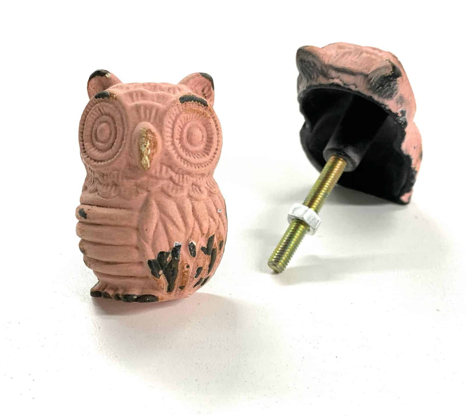Pink Owl Knob - Knob012 (Pack of 2) | Poignée Hibou rose knob012 (Paquet de 2)