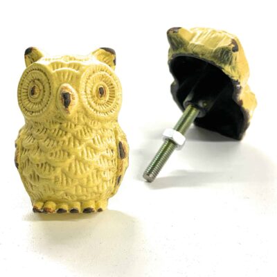 Yellow Owl Knob for drawers and cabinets | Poignée Hibou jaune Knob030 (Paquet de 2)