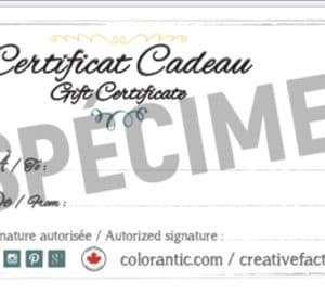 Certificat Cadeau - Gift certificate