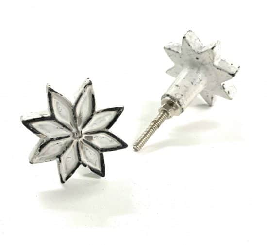 White Flower Metal Knob - Knob026 (Pack of 1)