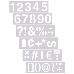 Numbers and symbols stencil - pochoir numérique et symboles