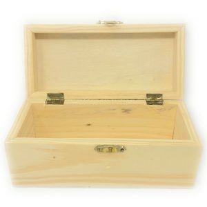 Petite boîte de bois rectangulaire 6.75''x3''x3'' avec couvercle refermable
