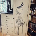 Antique wardrobe, table and decals | L’armoire antique et table d’appoint