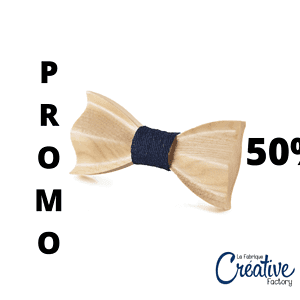 Wave Wooden Bow Tie for Men Adult - Navy Blue Fabric