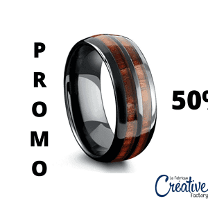 Black Wood Ring with Koa and Tungsten - 1