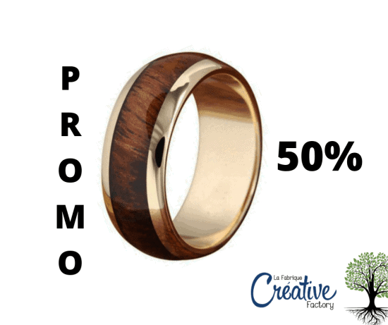 Gold Ring with Koa Wood for Men - 3