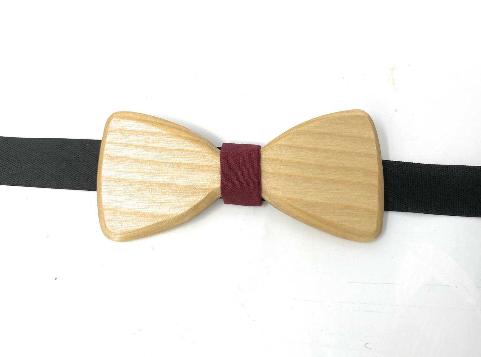 Burgundy center wooden bow tie Duo Henri - Father-Son - Colorantic