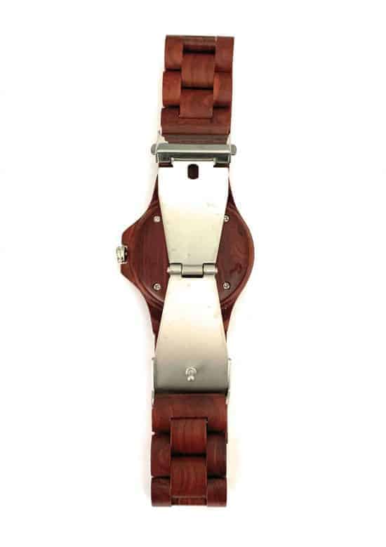 Wood Watch for Women Red Sandal - W5 - stainless steel clip