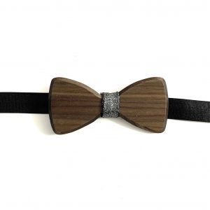 Black Glitter - Adult colorantic wooden bow tie