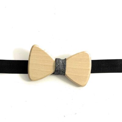 Small Black Glitter – Children Wooden Bow Ties
