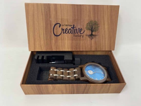 Blue and Stainless Steal Wooden Watch - box