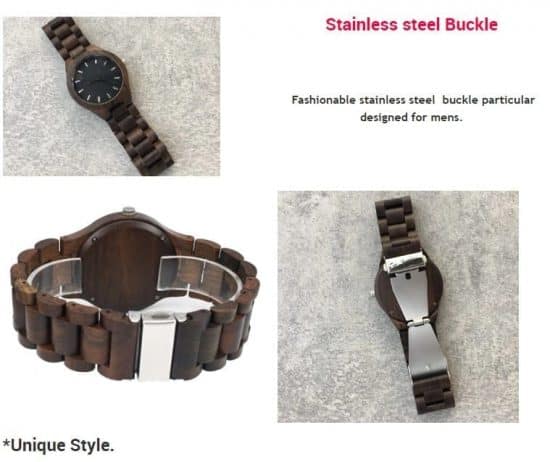 Wood Watch for Women - stainless steel buckle