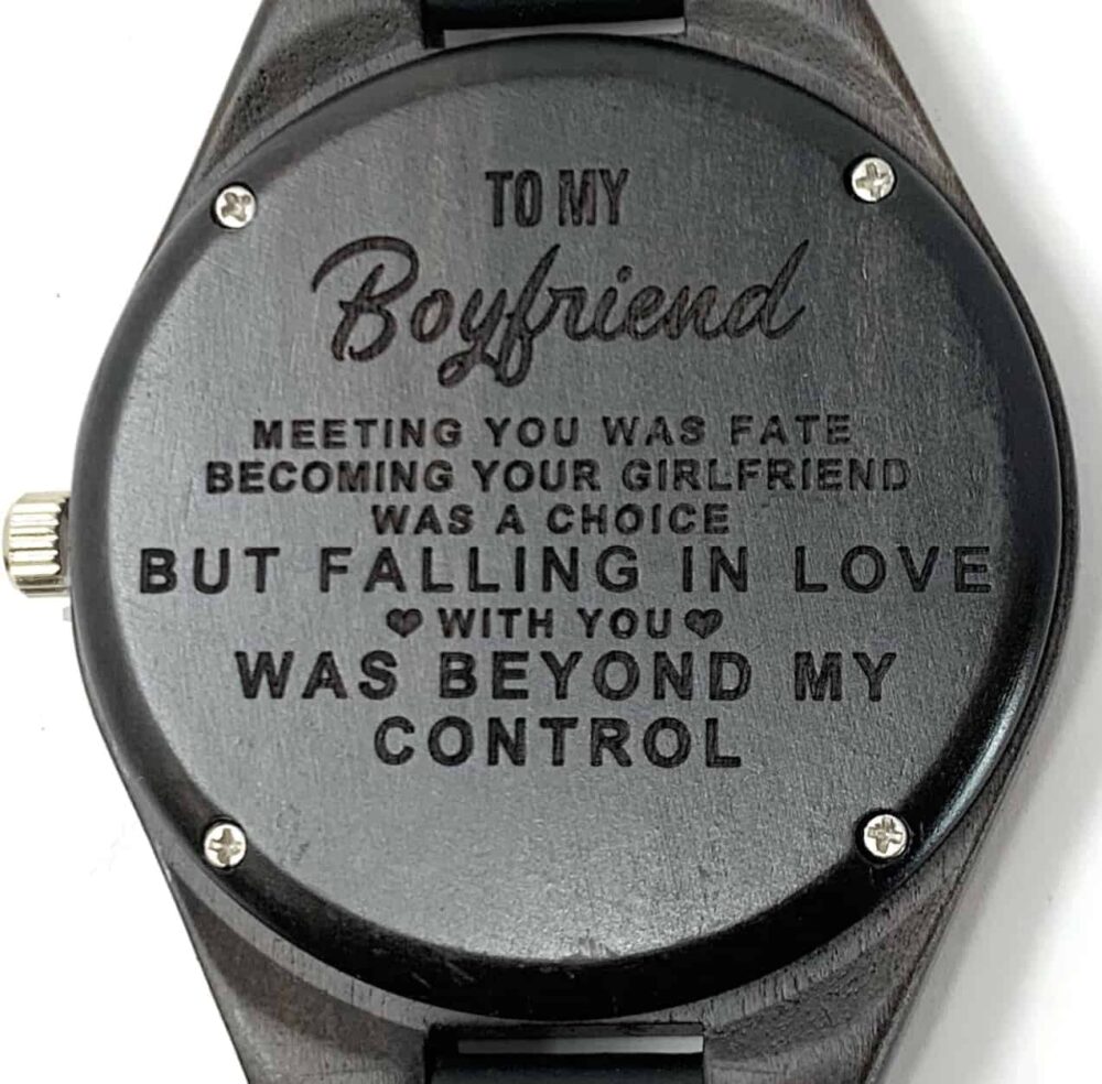 To my Boyfriend engraved on a wooden watch