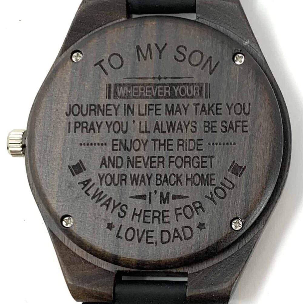 Wood Watch for Men – Engraved “Son from Dad” by Colorantic
