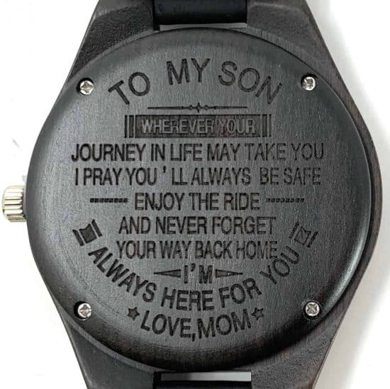 Engraved To my Son from mom - Wood Watch for Men