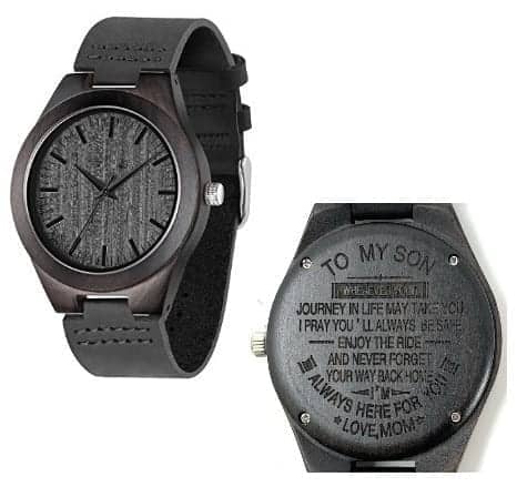 Colorantic Wood Watch for Men – Engraved “To my Son from mom”