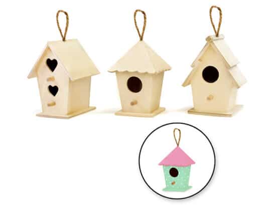 pack of 3 small wooden birdhouses - paquet de 3 petites cabanes d'oiseaux en bois
