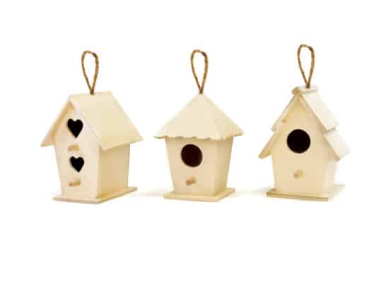 pack of 3 small wooden bird